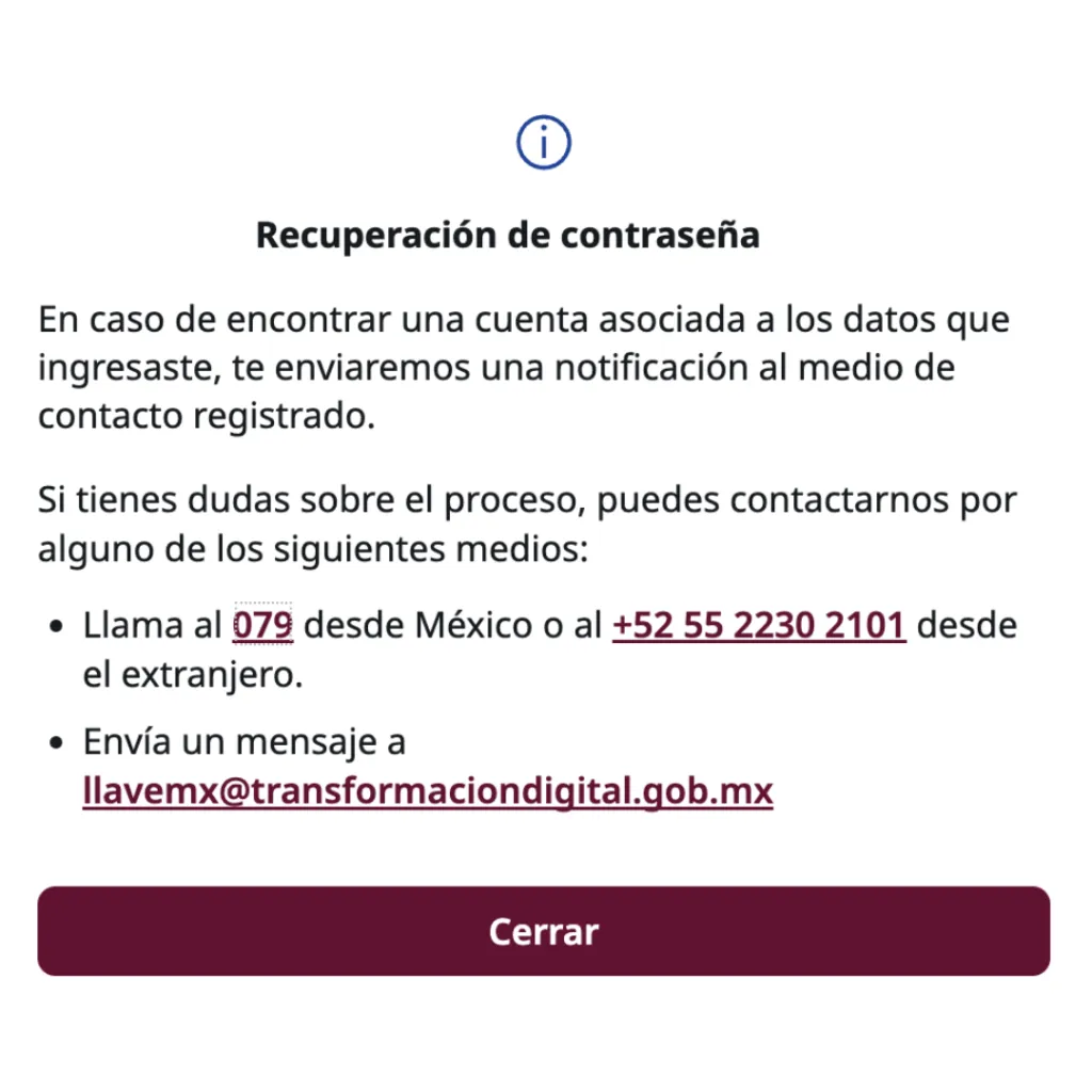 Información de cuenta asociada al CURP